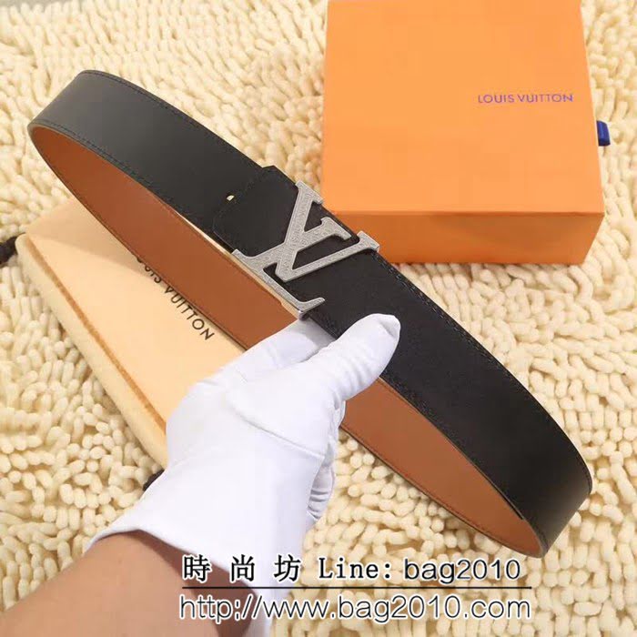 路易威登LV 斜紋裁邊 品牌印記 雙面皮革配色 男士皮帶 LHG1403